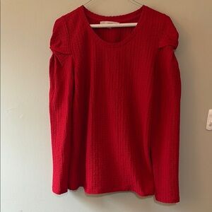 LOFT Red textured Long Sleeve Blouse Size S